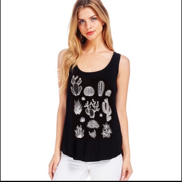 funposhiestyle Tops - Cactus and Succulent Print Tank Top